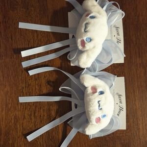 Cute Plush Hair Accessories Set with Blue Ribbons